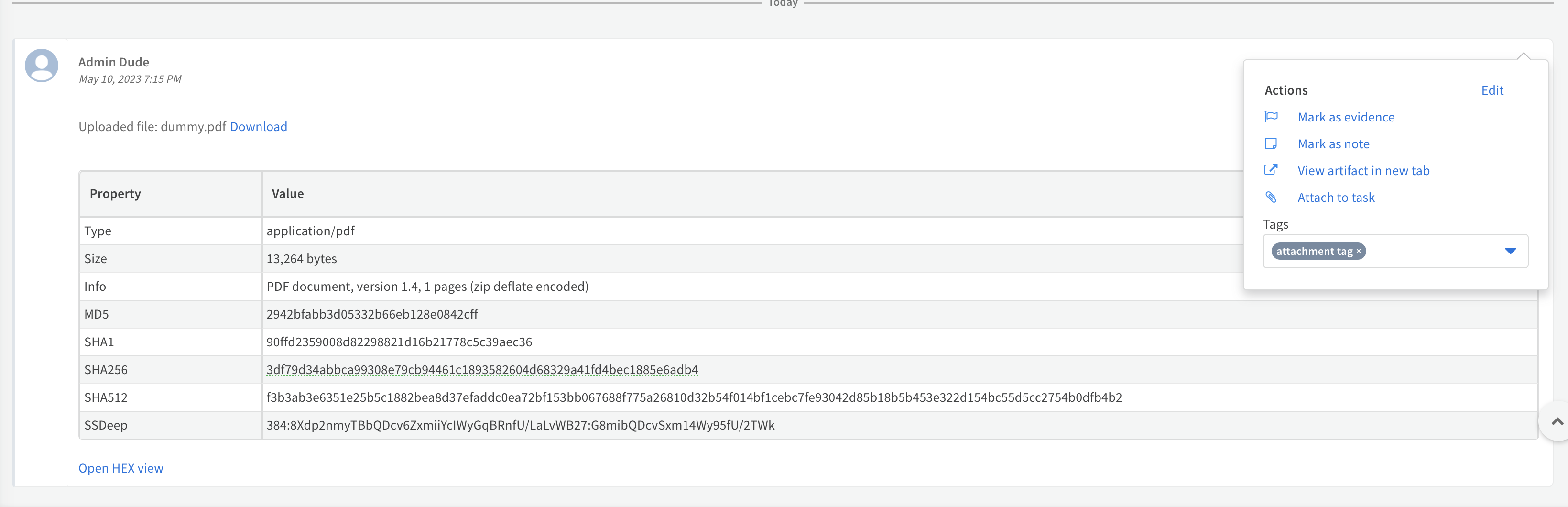 Add attachment with tag